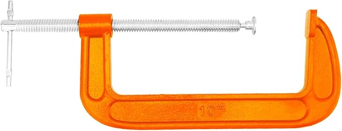 2 Packs 10 Inch C-Clamp, Malleable Iron C-Clamp, Heavy Duty C-Clamp for Woodworking, Metalworking, 8.7 Inches Max Jaw Opening, 3.7 Inches Throat Depth, Orange