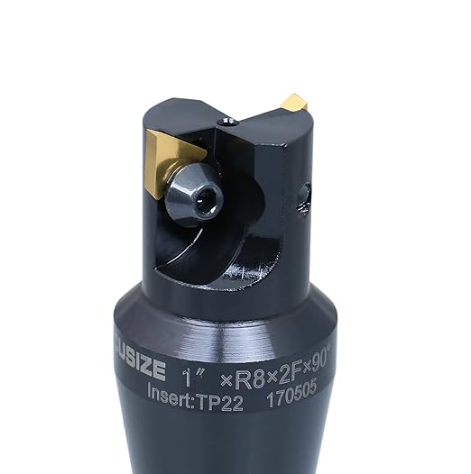 Accusize Industrial Tools 1'' Carbide Indexable End Mill, R8 Shank, 2 Flute, with Tpg22 Inserts, 0046-0915