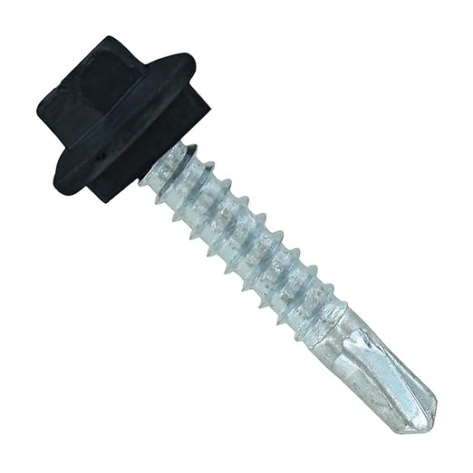 Fasteners Plus ST Fastening Maxx SteelBinder Metal to Metal #12 X 1-1/4" Black Screws with EPDM Rubber Washer, 250-Count - Designed for Roofing and Siding Panels