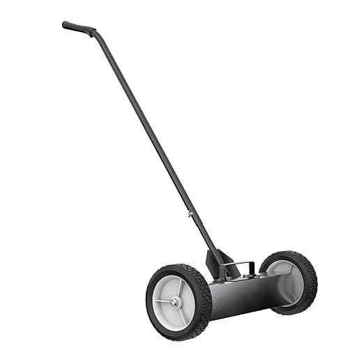 Master Magnetics Magnetic Sweeper with Wheels - Rolling Magnet Sweeper with Adjustable Handle - Powerful Magnetic Tool for Lawn and Shop Use - Pick Up Nails and Other Metal Debris - 18”