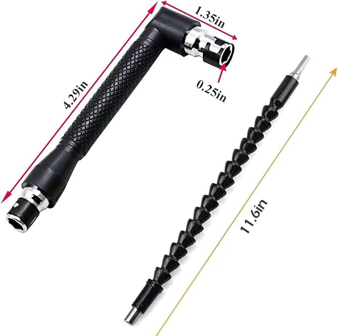 11.7in Flexible Screwdriver Bit Extension Kit - 10pc Set with 90째 Angled Bits and Soft Shaft Adaptors