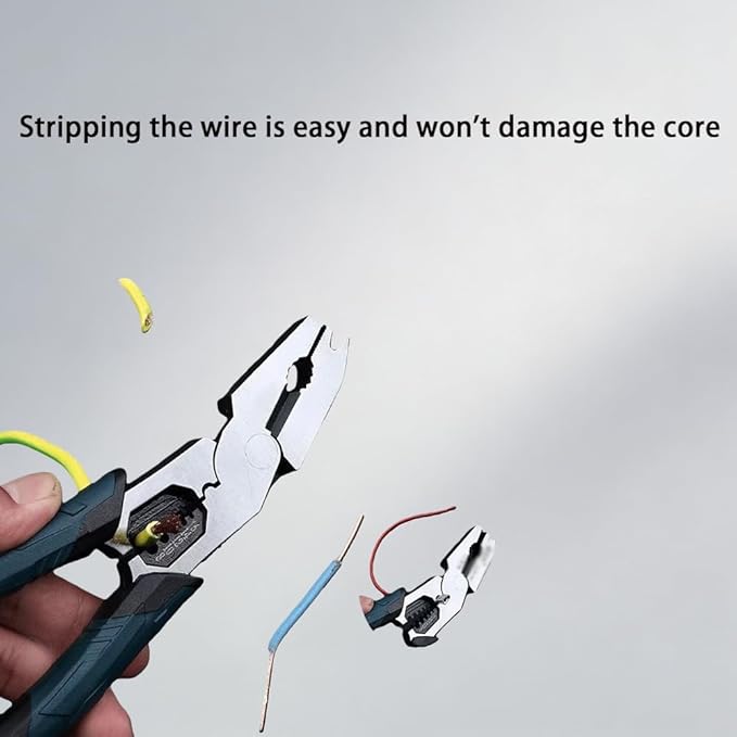 Industrial-Grade Multi-function Cutting Pliers, 9-in-1 Multi-Functional Pliers Nail Puller/Wire Cutter/Stripper/Crimper?봀ompound Action Leverage Design for Repair (1Pcs)