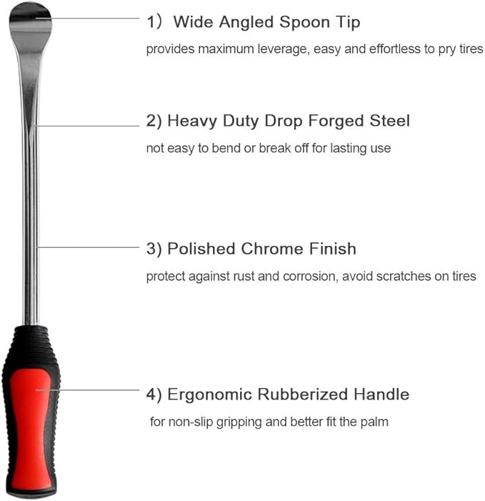 Asooll 11.5" Tire Spoons Motorcycle Tire Changer Tools Bike Tire Iron Levers Repair Kit with 3 Pcs Rim Protectors