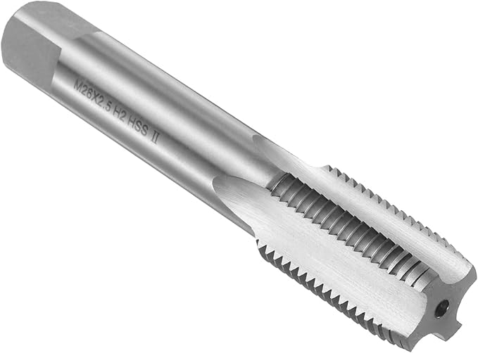 uxcell Hand Plug Tap M26 x 2.5 H2 Metric Thread Plug Style Taps Straight Flute Screw Tapping Threading Tool High Speed Steel HSS6542