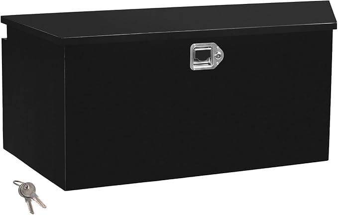 49 Inch Steel Trailer Tongue Box, Heavy Duty Tool Box for Trailer with G-Lock and 2 Keys, Suitable for Trailers and Pickup Trucks，Black（49×15×18.5 inch）