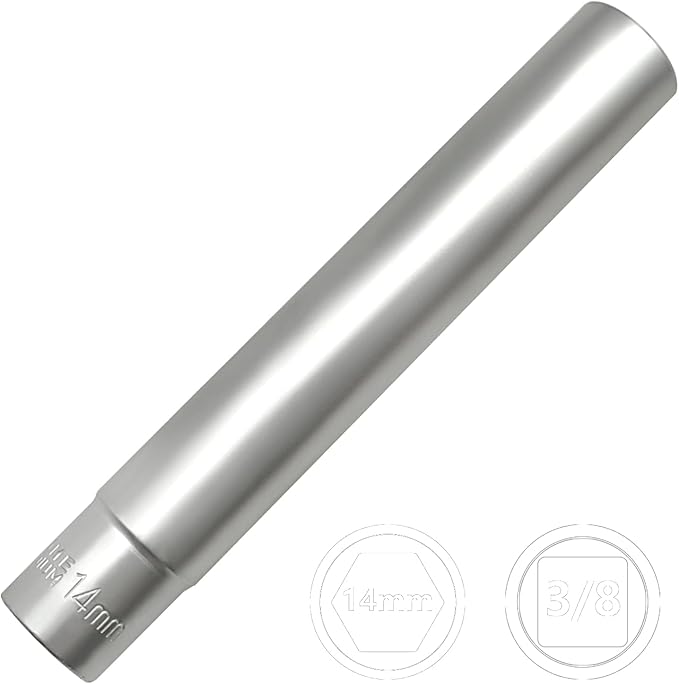 ZKTOOL 14MM Deep Metrichex Socket Tool, 3/8-Inch Drive Deep Metric Socket Tool - Extra Long Deep 120MM
