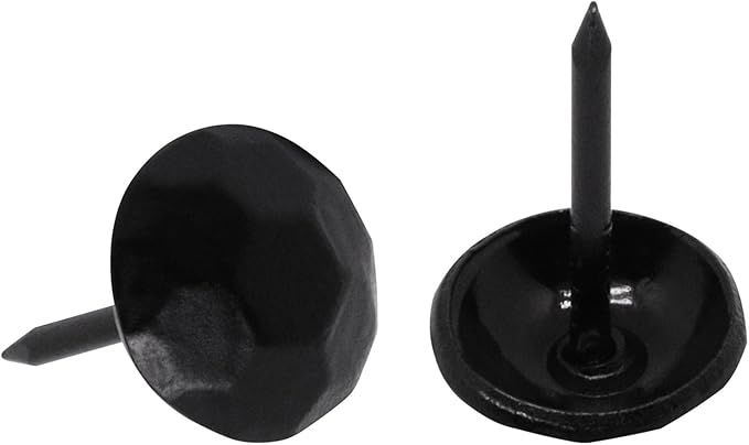 YuGtcen 120pcs Upholstery Tacks, Decorative Nails Thumb Tacks Metal Upholstery Nails for Wood Upholstery Pins Vintage Furniture Tacks Small (11x17mm, Matte Black)
