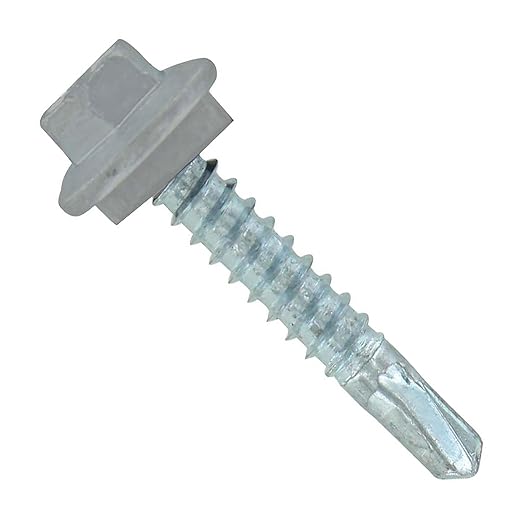 Fasteners Plus ST Fastening Maxx SteelBinder Metal to Metal #12 X 1-1/4" Light Gray Screws with EPDM Rubber Washer, 250-Count - Designed for Roofing and Siding Panels