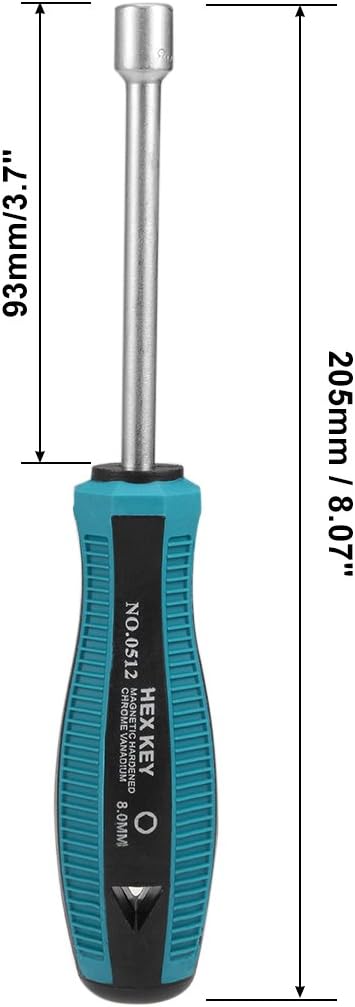 uxcell 8mm Non-Magnetic Tip Six Point Hex Nut Driver with 3.7-Inch Round Shaft