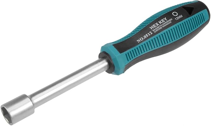 uxcell 12mm Non-Magnetic Tip Six Point Hex Nut Driver with 3.7-Inch Round Shaft