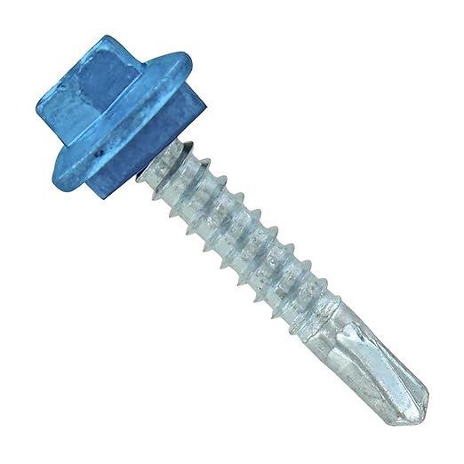 Fasteners Plus ST Fastening Maxx SteelBinder Metal to Metal #12 X 1-1/4" Blue Screws with EPDM Rubber Washer, 250-Count - Designed for Roofing and Siding Panels