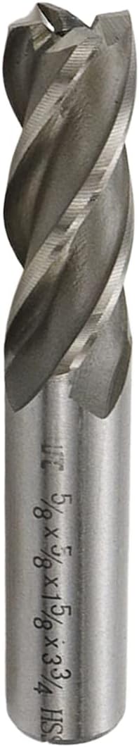 End Mill 5/8" Cutting Dia 5/8" Shank 4 Flute HSS End Mill Drill Bit
