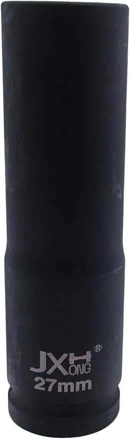 1-Inch Drive Metric Extra Deep Impact Socket, Heavy-Duty,6-Point, 6.3-Inch Long, Heat-Treated Cr-V Steel (27mm)
