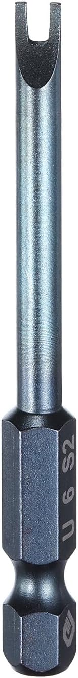 HARFINGTON U-Type Screwdriver Bit 1/4" Hex Shank U6 Magnetic Head 2.6" Length S2 Steel U-Shaped Screw Driver Bit for Repair Work Electric Screwdriver, Blue