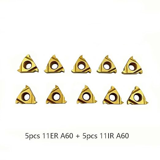 GBJ Lathe Threading Tool External + Internal Threading Holder SER 1010H11+ SNR 0010K11 Threading Holder with 11ER AG60 11IR AG60 Threading Inserts (SER1010H11+SNR0010K11+11ER A60+11IR A60 (Gold))