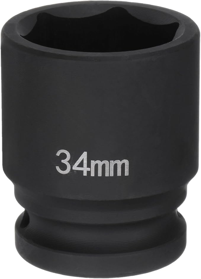 HARFINGTON 6-Point Impact Socket 3/4" Drive 34mm Metric 40Cr Alloy Steel Spindle Axle Nut Impact Socket