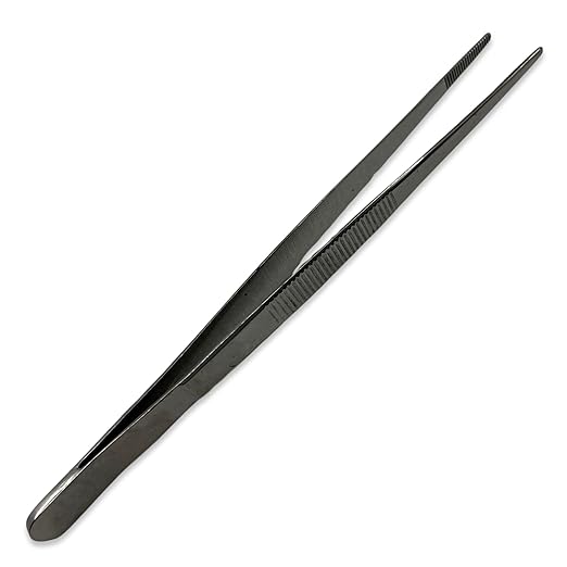 Eisco Labs - 6 Inch Stainless Steel Forceps - Precision Tweezers, Laboratory, Medical, and Educational Use - Durable, Corrosion-Resistant, Serrated Tips for Secure Grip - Dissection, Specimen Handling