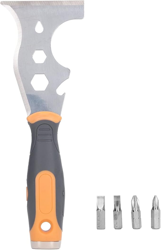 Multifunctional Putty Knife, 16-in-1 ABS Stainless Steel Blade Paint Remover Scraper Tool for Painting Wood Razor Blade Scraper