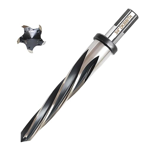 3/4??Bridge Construction Reamer Drill Bit, M2 HSS Taper Chucking Reamer for Steel Alloy Metal Wood Plastic, 1/2" Non-Slip Shank, 5-Spiral Flutes Car Reamer, to Align or Enlarge Holes, 19mm