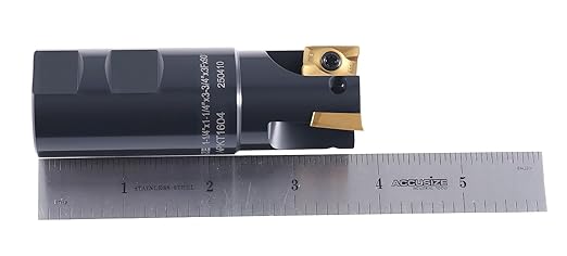 Accusize Industrial Tools 1-1/4" 90째 Square Shoulder Indexable End Mill w/ 10 add'l APKT1604 Inserts, 1-1/4" Shank, 3-3/4" OAL, 0.551" ap, 3 Flutes, APKT1604, Carbide Inserts, 0056-0922+0056-1604