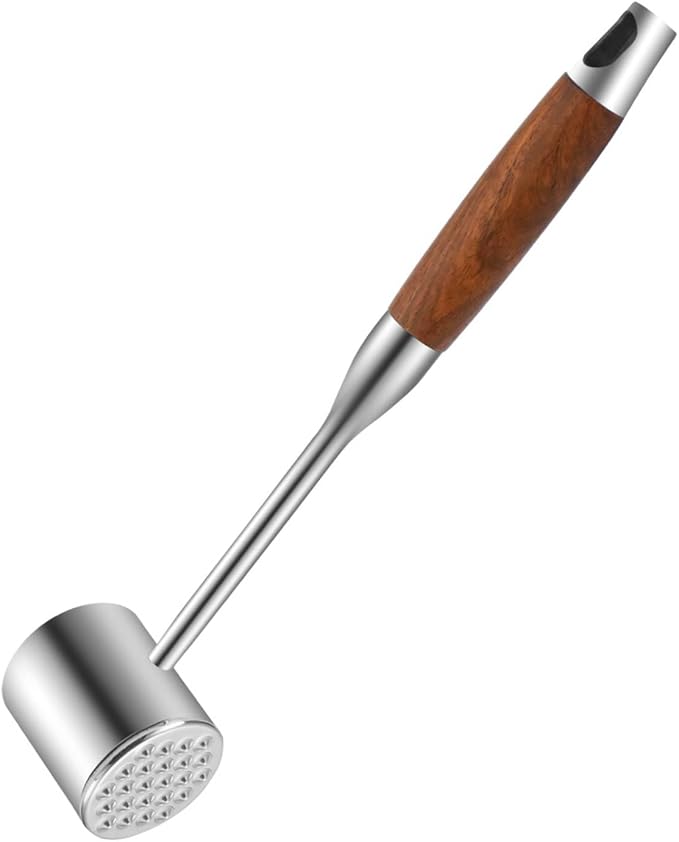 Meat Tenderizer, 304 Stainless Steel Meat Hammer with Wood Handle,Kitchen Meat Mallet for Cooking, Chicken Steak Meat Tenderizer Tool