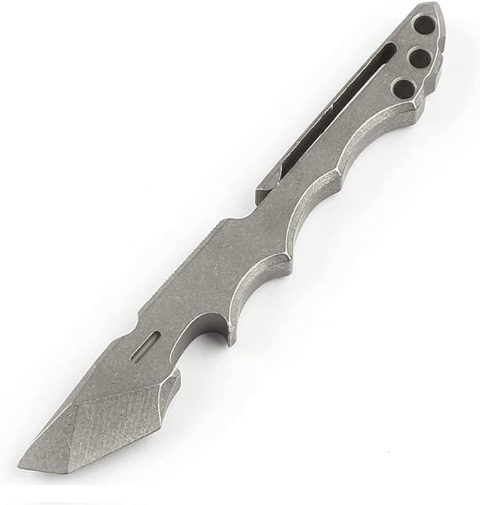Titanium Pry Bar, Outdoor Multi-functional Pry Bar EDC Tools,Mini Pry Bar with Crowbar, Bottle Opener, Pocket Clip and Lanyard Hole/Grey