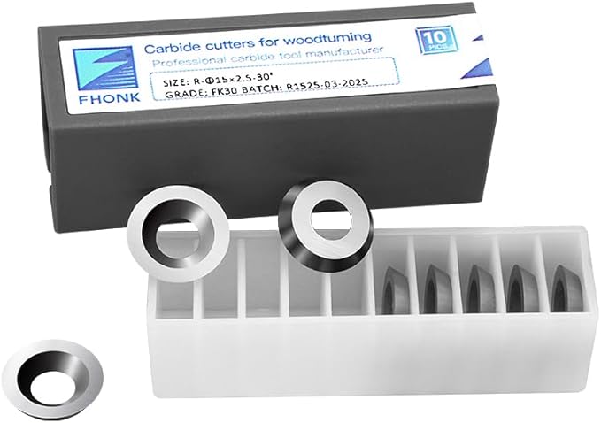 15mm Round Carbide Inserts Blades for Woodworking, Tungsten Carbide Cutters Knives for Woodturning, Wood Finisher Hollower Lathe Tools, 10 pcs (R-?15x2.5-30째)