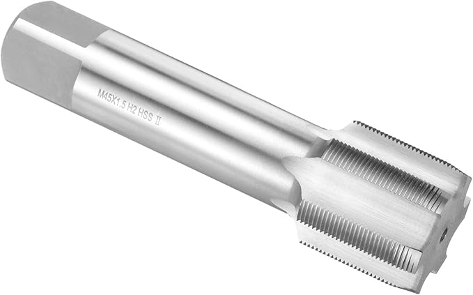 uxcell Hand Plug Tap M45 x 1.5 H2 Metric Thread Plug Style Taps Straight Flute Screw Tapping Threading Tool High Speed Steel HSS6542