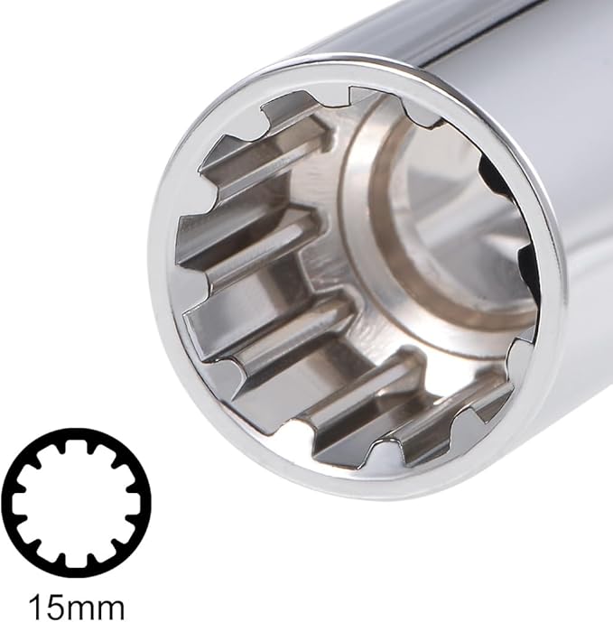 uxcell 1/2-inch Drive E15 Universal Spline Socket Shallow 12 Point Cr-V Steel 2 Pcs