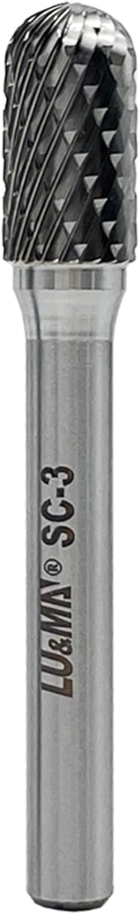 LU&MN Tungsten Carbide Burr Cylinder Shape SC-3 with Radius End Double Cut Rotary Burr File, 1pc