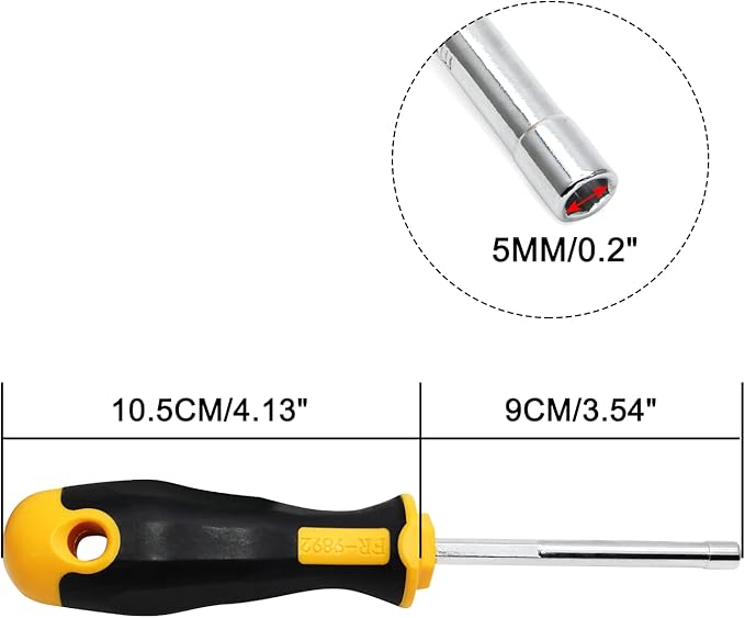 Piutouyar 5mm Socket Wrench Screwdriver, Hex Nut Driver, Steel Cushion Grip Screwdriver for Hand-Making, Repair