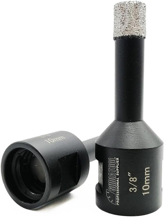 SHDIATOOL Diamond Core Drill Bits 2PCS 3/8 Inch for Porcelain Ceramic Tile Marble Brick Vacuum Brazed Hole Saw 10mm
