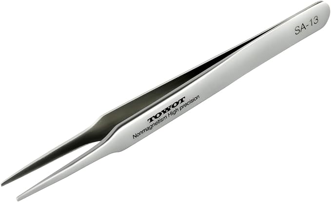 Precision Tweezers, Stainless Steel Pointed Tweezers for Craft, Electronics, Soldering, Experimental Work, Jewelry-Making, Non-Magnetic Industrial Tweezers by TOWOT