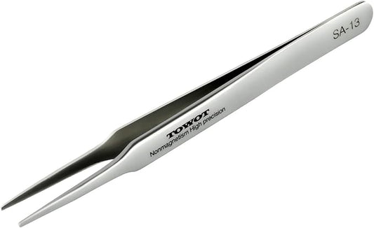 Precision Tweezers, Stainless Steel Pointed Tweezers for Craft, Electronics, Soldering, Experimental Work, Jewelry-Making, Non-Magnetic Industrial Tweezers by TOWOT