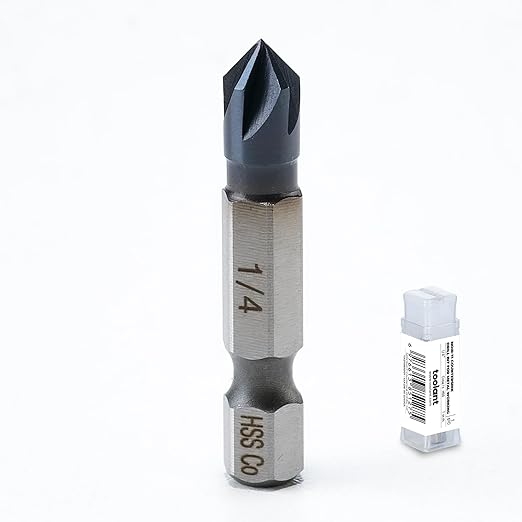 toolant 1/4" Noir-Ti Cobalt Countersink Drill Bit(Pro), Titanium Aluminum Nitride Coated with Quick Change Hex Shank