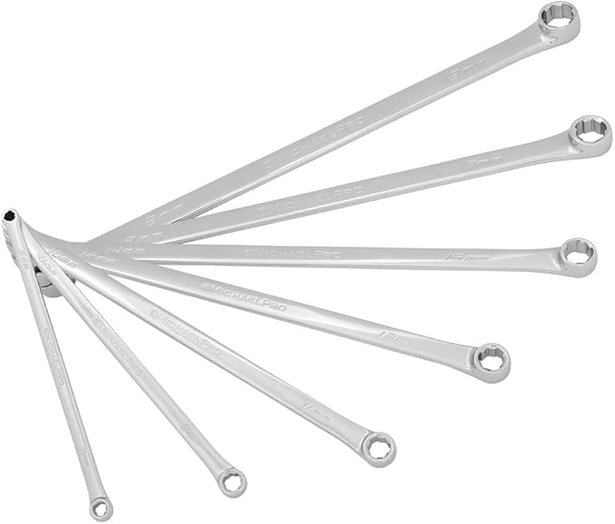 MichaelPro MP001213 7Pc Extra Long Bolt Extractor Wrench Set (Metric) | 6-Point Rounded Box End Nut & Bolt Remover | Rounded, Stripped, Thin Bolt & Nut Remover