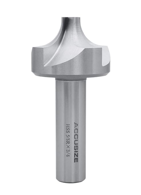 Accusize Industrial Tools 5/8'', H.S.S. Corner Rounding End Mills, 3/4'' Shank Dia, 1-15/16'' Cutter Dia, 4'' Overall Length, 1011-5834
