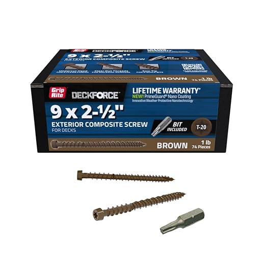 Grip-Rite GRDFCS212ACA1 DeckForce #9 x 2-1/2" Nano Coated Composite Deck Screws, Brown, 1lb Box