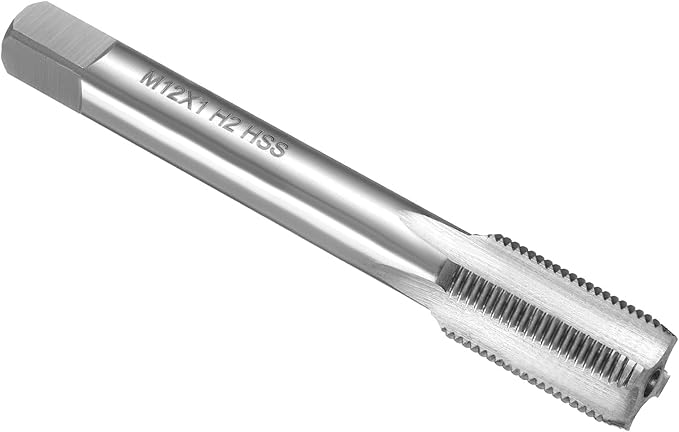 uxcell Hand Plug Tap M12 x 1 H2 Metric Thread Plug Style Taps Straight Flute Screw Tapping Threading Tool High Speed Steel HSS6542