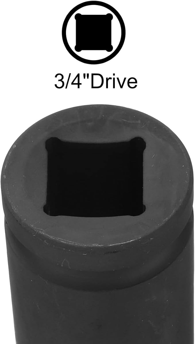 uxcell 3/4-Inch Drive 25mm 6-Point Deep Impact Socket, CR-MO Steel 78mm Length, Metric Sizes