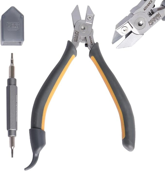 Model Nippers - Model Tools for Plastic Runner, Ultra-thin Single-edged Non-slip Grip,5.1 Inch Sharp Cutters for Model Building and Reusable (Replaceable Blades), PMKJ025