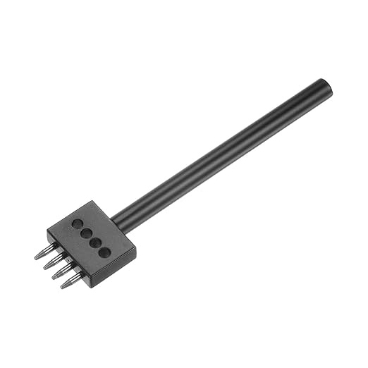 uxcell 4 Prong Leather Prong Punch Tool 5mm Steel Prong Row Round Hole Stitching Chisel for Leather Craft