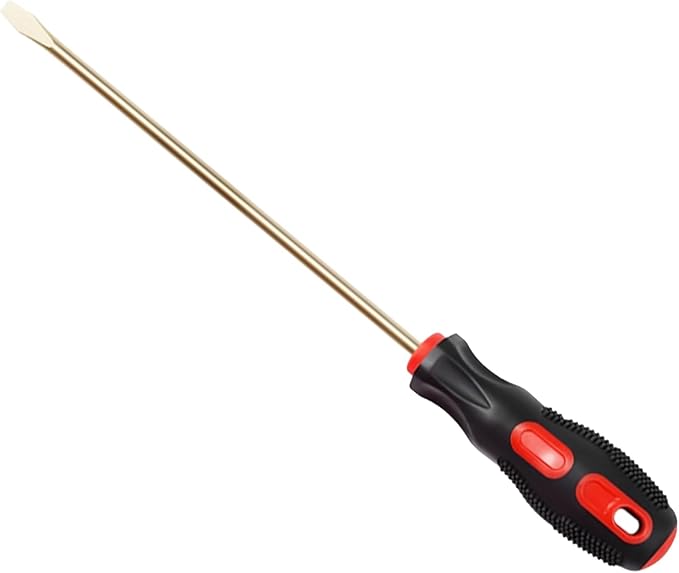 Non Sparking Flat Screwdriver 13mm (33/64 Inch) Flat Head, Length 450mm (17-23/32 Inch) Beryllium Bronze Copper, Spark Free Safety, Non-Magnetic,Corrosion-Resistant, Die-Forge