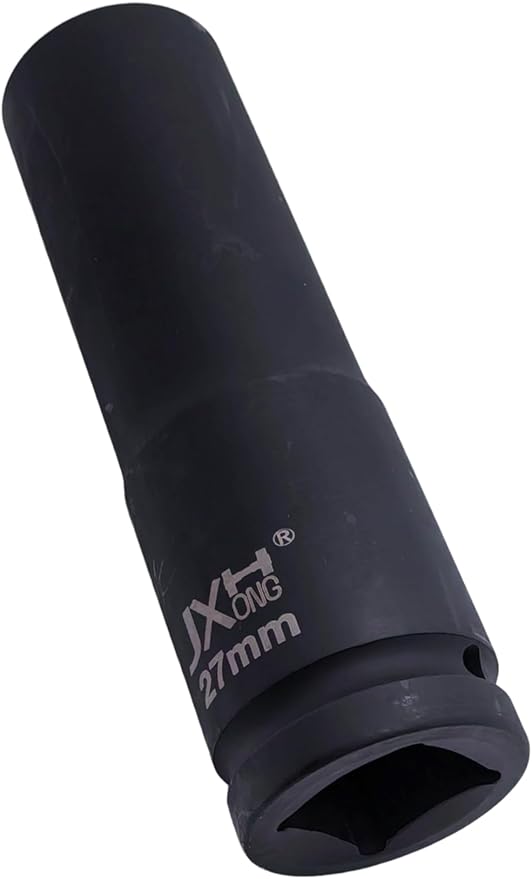 1-Inch Drive Metric Extra Deep Impact Socket, Heavy-Duty,6-Point, 6.3-Inch Long, Heat-Treated Cr-V Steel (27mm)