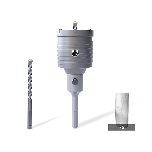 GSTK 60mm(2-3/8"),Concrete Hole Saw Kit with SDS Plus Shank, Gift with 5pcs Dust Catcher, Hole Saw Cutter for Brick|Concrete| Cement |Stone.
