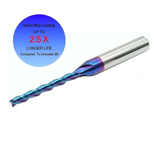5 PCS CNC Router Bits 1/8 inch Cutting Dia 1/4 inch Shank Extra Long Spiral CNC Router Bits Solid Carbide End Mill with NACO Coating for Wood Cut Carving Engraving…