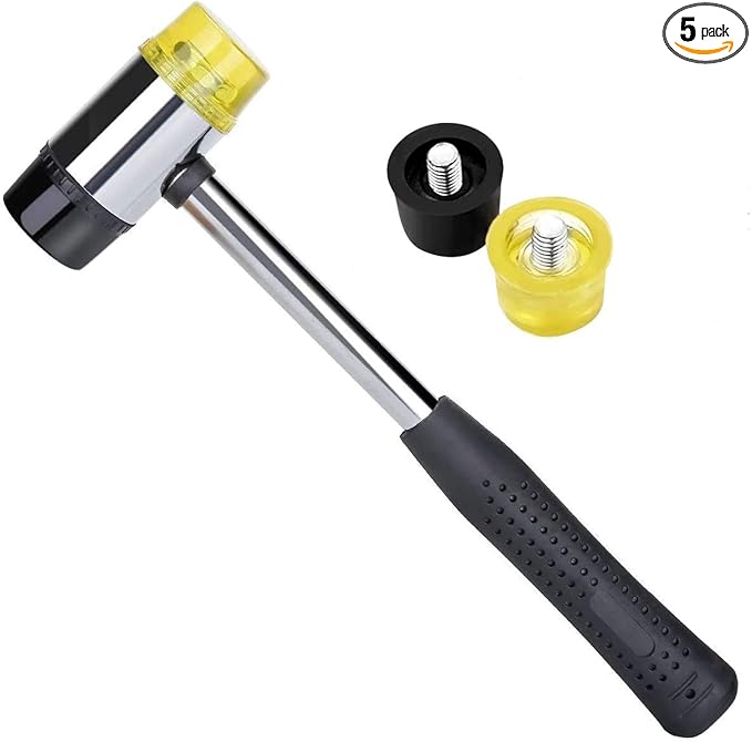 Soft Mallet, 30mm Double-Faced Rubber Soft Head Hammer for Jewelry Craftsman, Leather Crafts, Wood, Flooring Installation and More - Lightweight Non-Sparking Blow Non-Slip Plastic Handle
