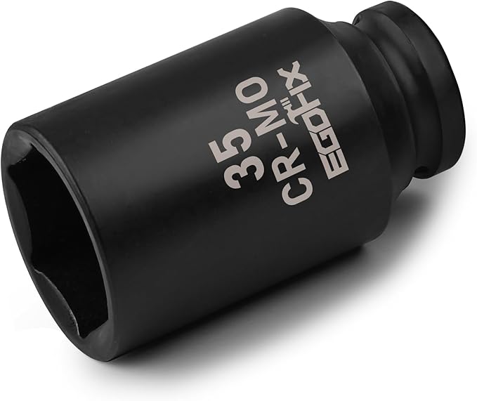 1/2" Drive Deep Impact Socket, 35mm Metric Socket, Axle Nut Socket CR-MO 6 Point for Easy Removal of Axle Shaft Nuts
