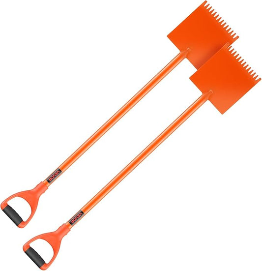 VEVOR Shingle Shovel 2 Pack, D-Grip Handle Shingle Roof Ripper, High Hardness 45# Steel & Lightweight Easy Tearing Off Roofing & Nails Tool, Ideal for Commercial and Residential Use,Orange