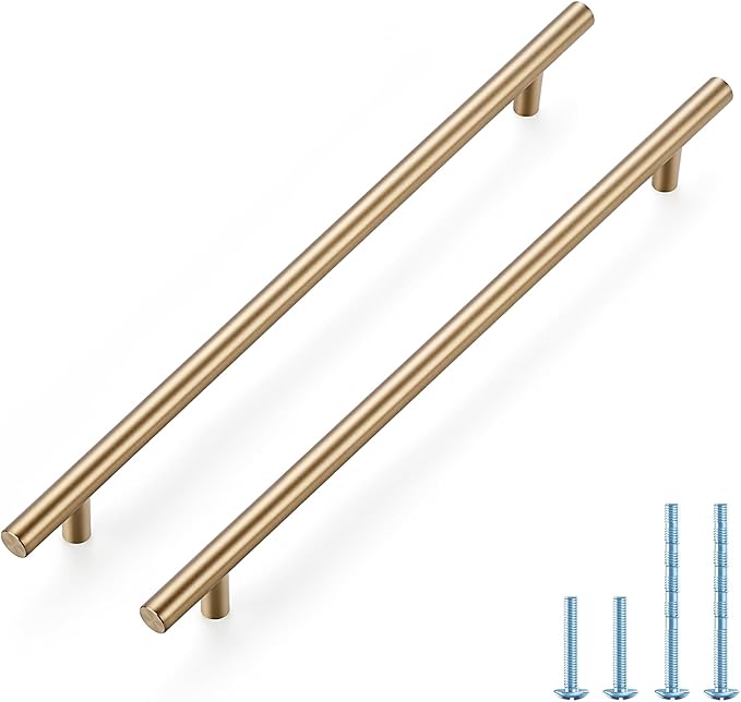 JOY DECOR 45 Pack Champagne Bronze Cabinet Pulls ??12-1/2 Inch Length, 10 Inch (256mm) Hole Center ??Stainless Steel Kitchen Cabinet Handles for Drawer and Cupboard